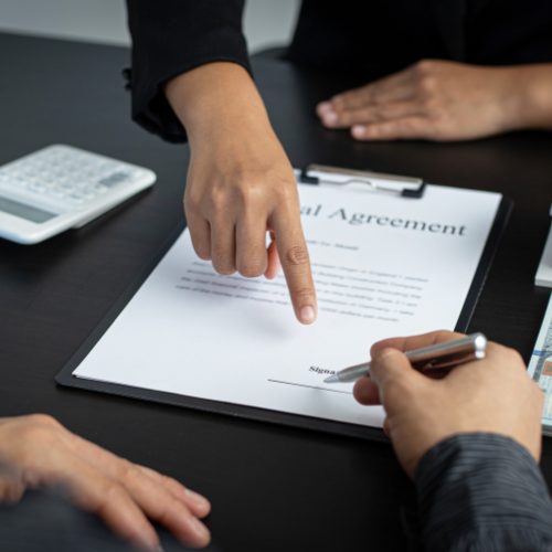 Person pointing at a 