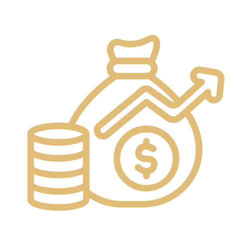 Three gold-colored silhouettes of people, symbolizing a team or group.