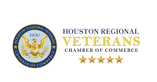 Logo of the Houston Regional Veterans Chamber of Commerce, featuring an eagle and gold stars.