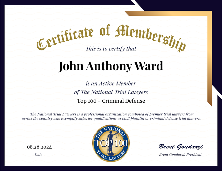 A certificate of membership for john anthony ward