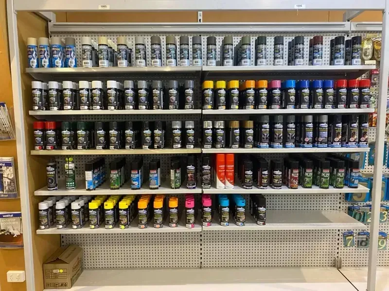 Spray Paints in a Shelves — Elliott Timber Sales Pty Ltd in Ryan, QLD