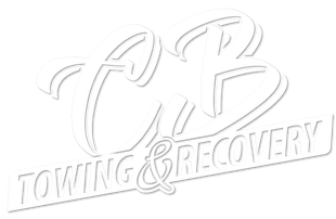 A white towing and recovery logo on a white background.