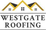 Westgate Roofing logo: Three gold house outlines above company name in black.