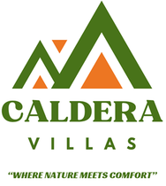 A green and orange logo for caldera villas