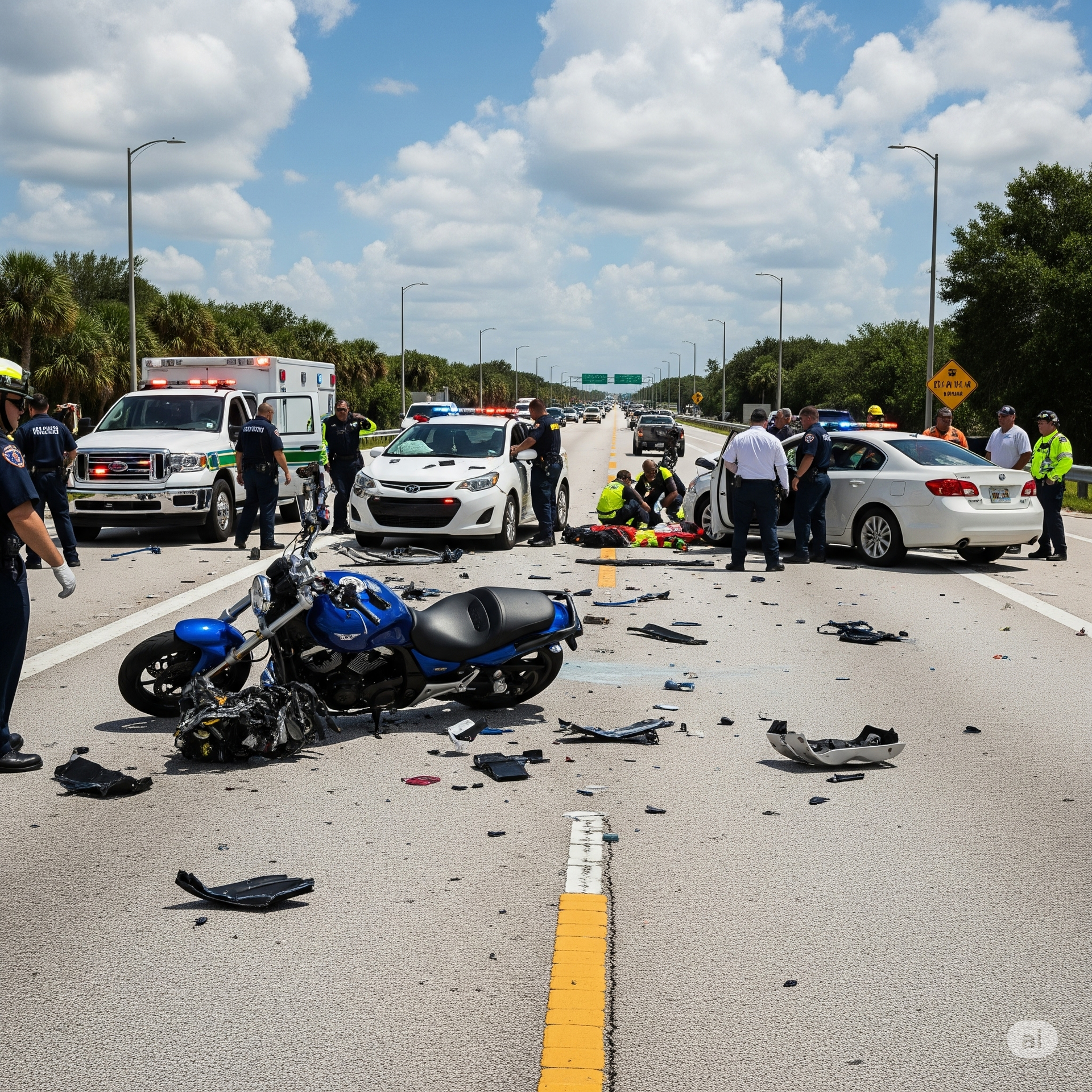 Learn how My Affordable Attorney helps injured clients in Lake Mary, Florida get legal representation after a car accident. Motorcycle Accident Scene in Daytona Beach, Florida
