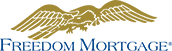 The logo for freedom mortgage has an eagle on it.