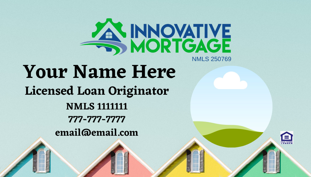 A business card for an innovative mortgage company