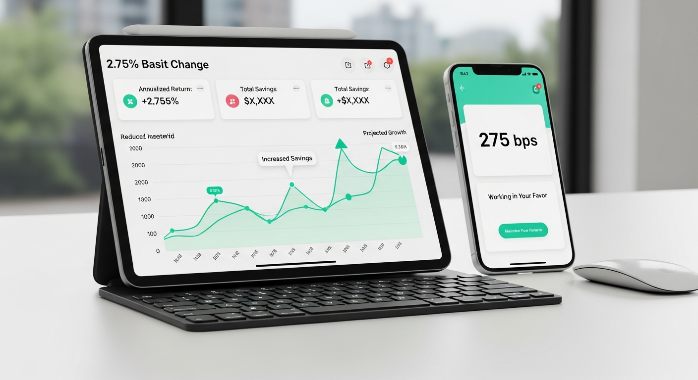 Tablet and phone showing green analytics charts on a desk with keyboard case and mouse