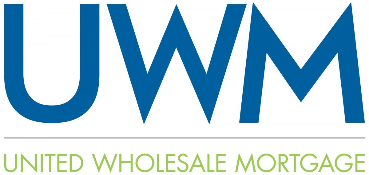 The logo for united wholesale mortgage is blue and green