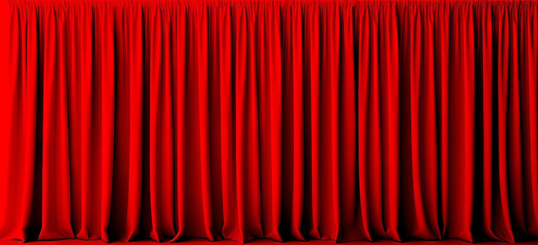 A close up of a red curtain on a stage.