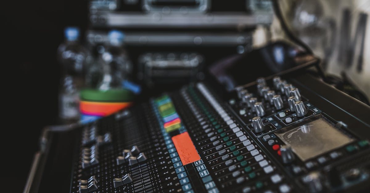 A close up of a mixer in a dark room.