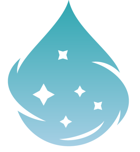 Una goccia d'acqua blu con stelle bianche sopra.