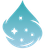 Una goccia d'acqua blu con stelle bianche sopra.