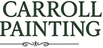Logo for Carroll Painting, featuring a gold Celtic cross and green text.