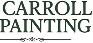 Logo for Carroll Painting, featuring a gold Celtic cross and green text.