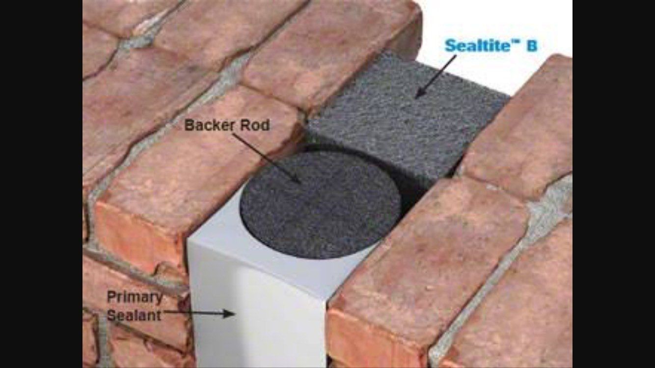 A diagram of a brick wall showing the primary sealant and backer rod