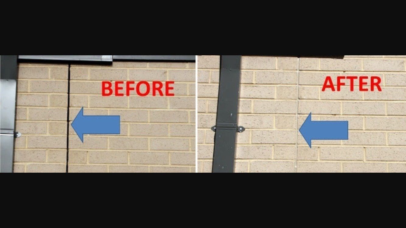 A before and after picture of a brick wall