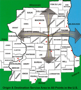 Service Area Map — Court Beloit, WI — Christofferson Moving & Storage