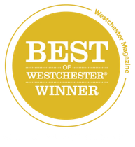 A yellow circle that says best of westchester winner