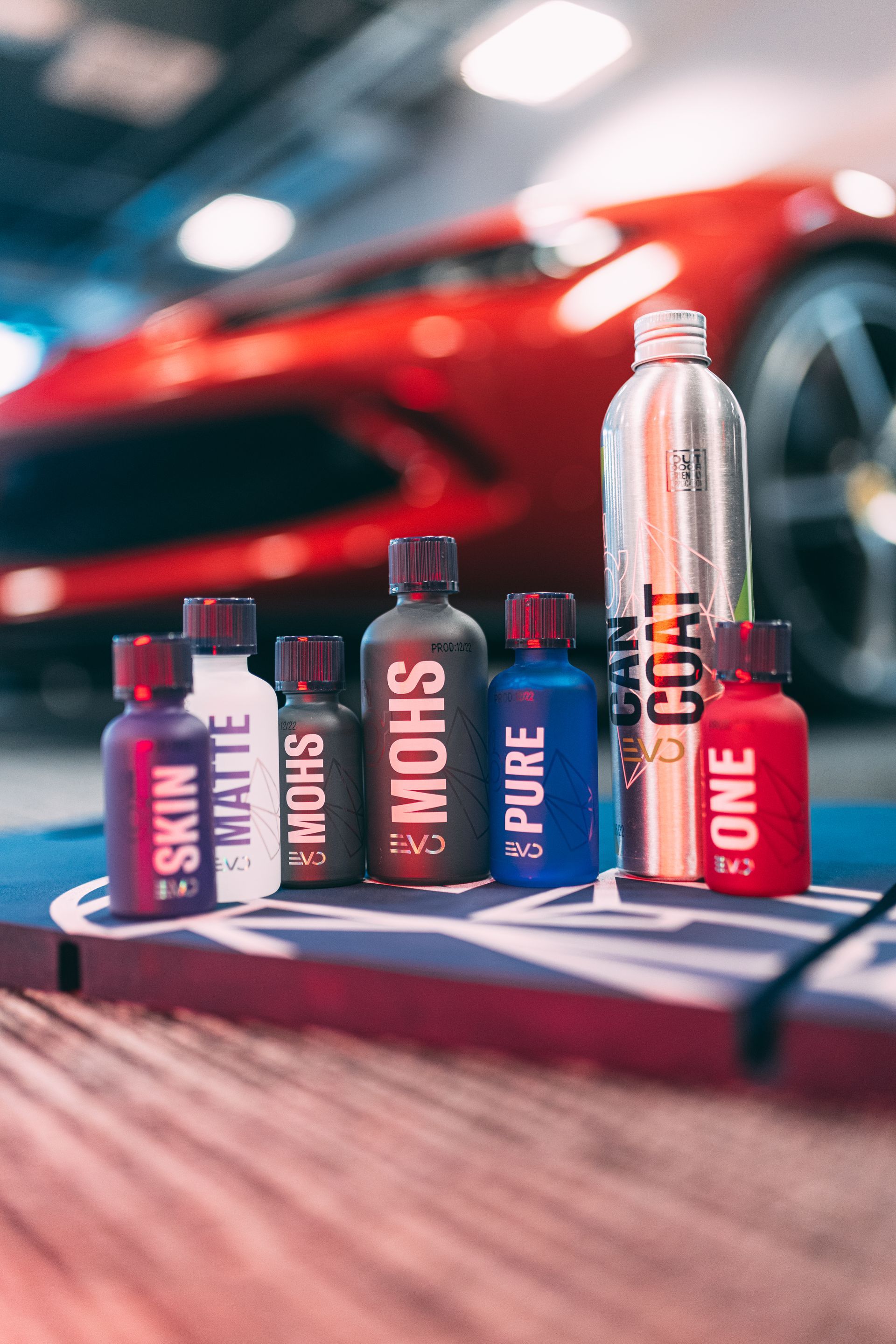 Lineup of Gyeon ceramic coating bottles