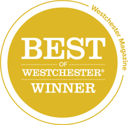 A yellow circle that says best of westchester winner