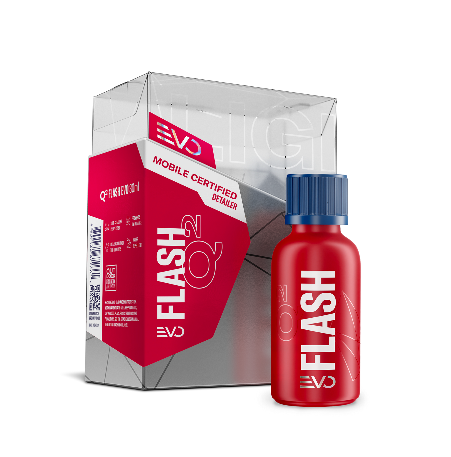 a red bottle with the word flash on it