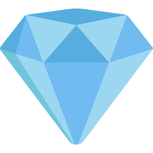 A blue diamond is shown in a flat style on a white background.