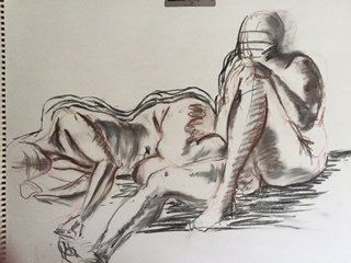 life drawing, male female nudes, charcoal, newsprint, bodies, couples, abstract, figurative, contemporary art, canadian artist