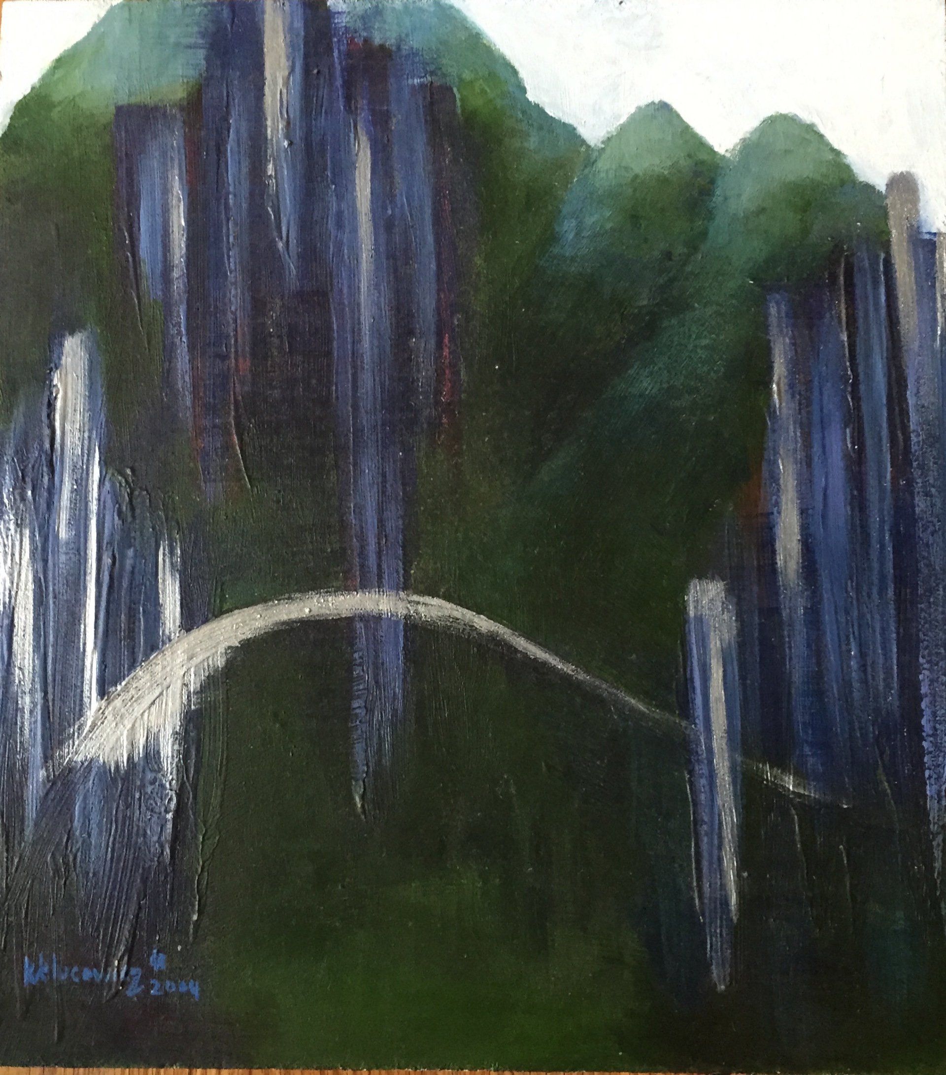 travel inspired art, acrylic painting, hong kong, airport, smokey blue painting, abstract, canadian artist