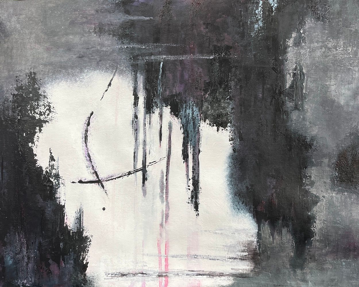 abstract painting by karen klucowicz about the greys in relationships
