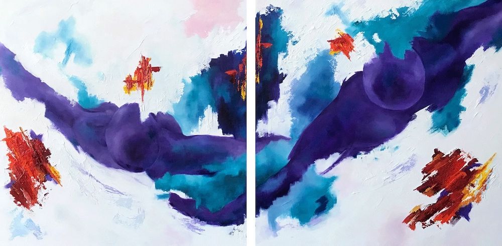 abstract aerial view of a couple 