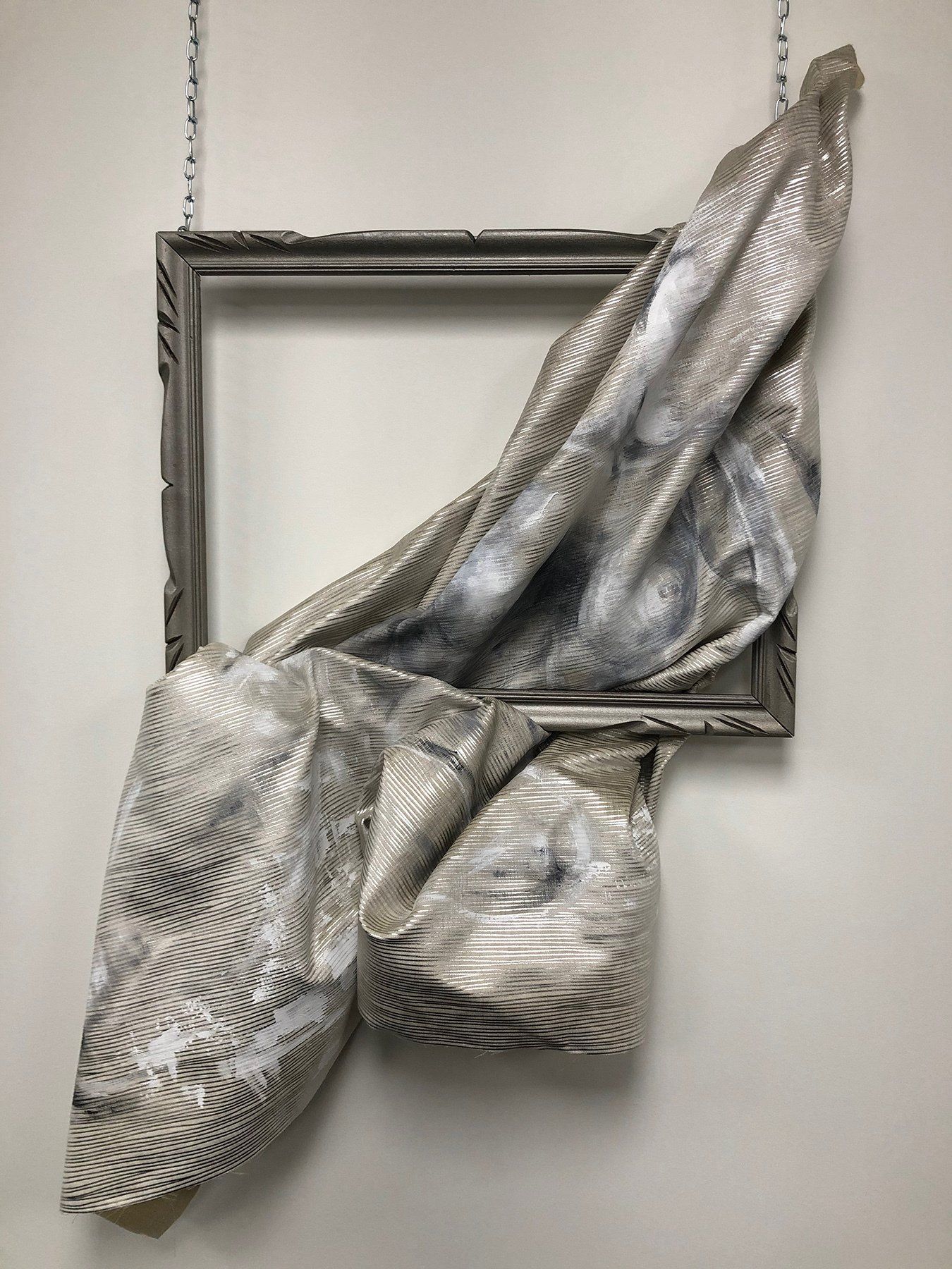 mixed media, painting, textile art, black and white, figurative abstract