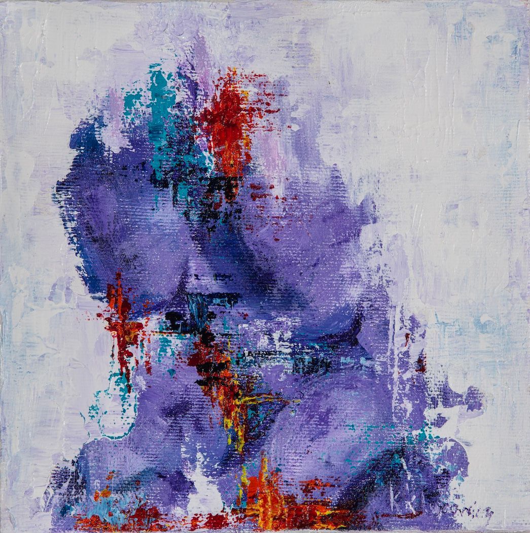 figurative, abstract, couple, small painting, heads, romantic painting
