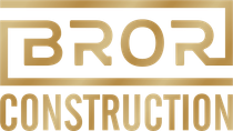 Gold logo for BROR Construction. The word BROR is within a box, below it is CONSTRUCTION.