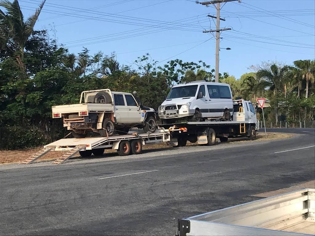 A Tow Truck is Towing a Truck and a Van on a Trailer — Cape York Towing & Transport in Gulf Region, QLD