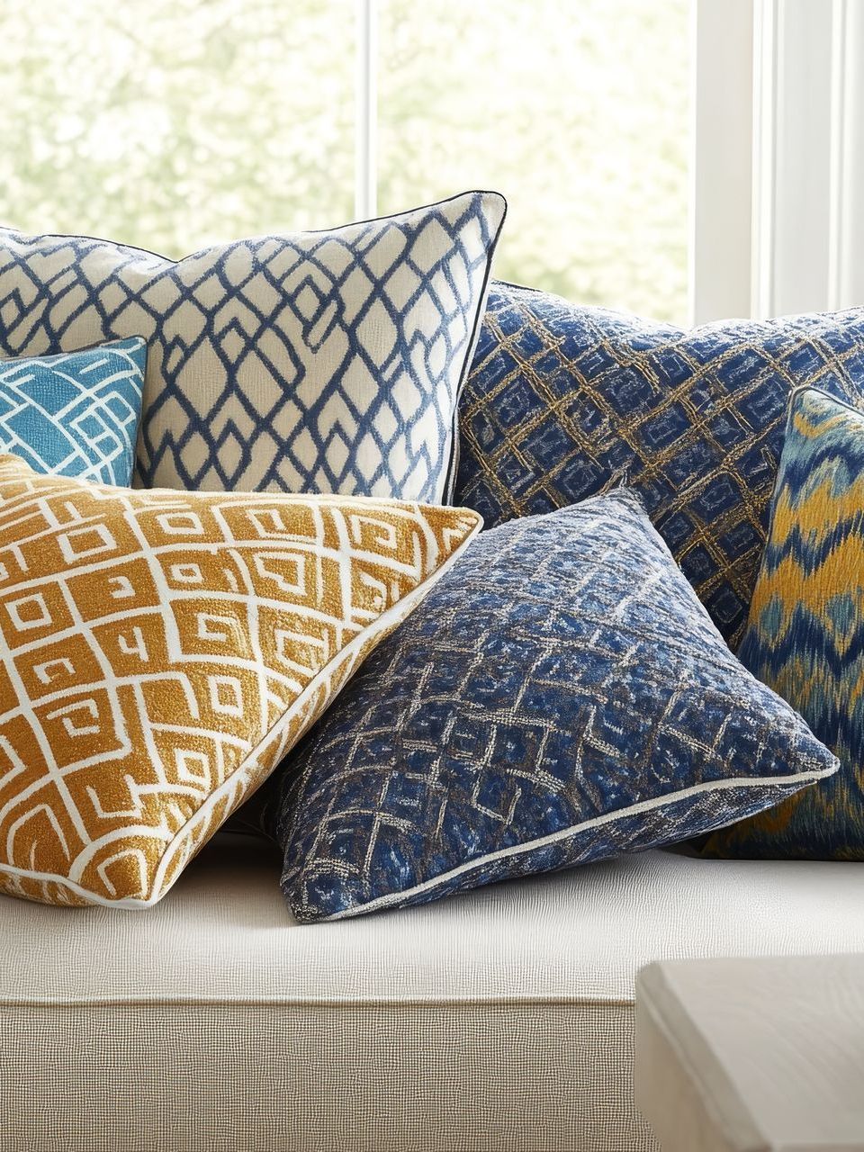 pillows on a window seat