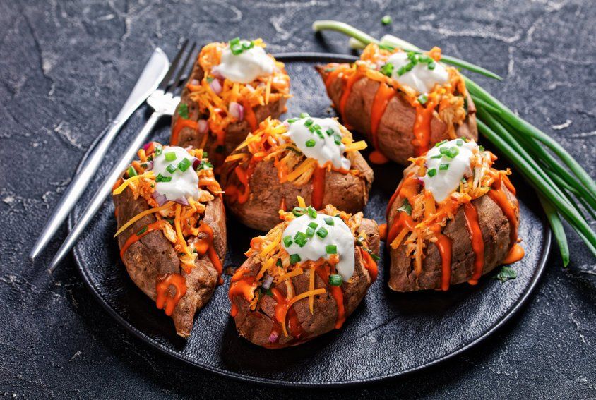 Buffalo Chicken  Stuffed Sweet Potatoes