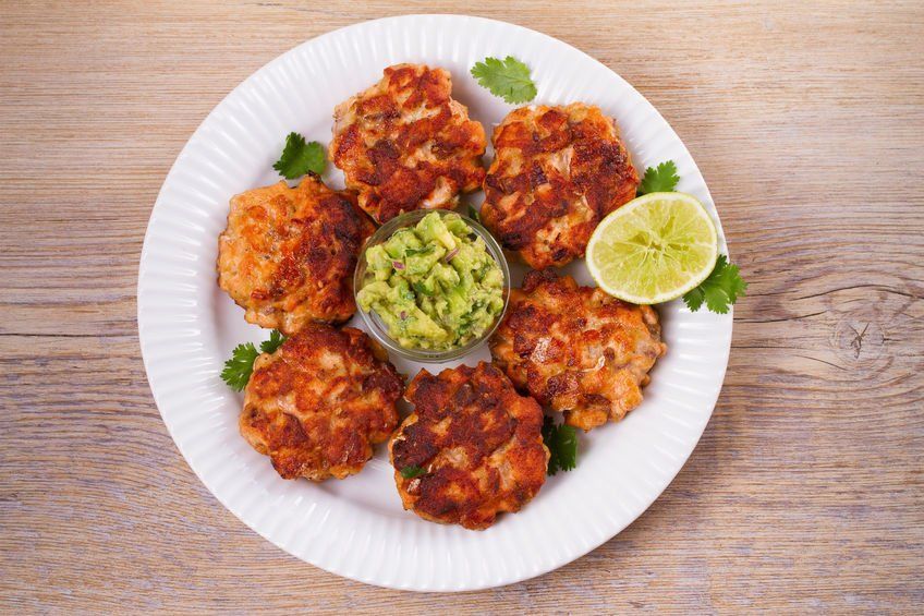 Petite Salmon Cake w/ Lime & Guacamole