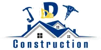 Logo for JD Construction: a house silhouette with tools, JD letters, and text "Construction" in blue.