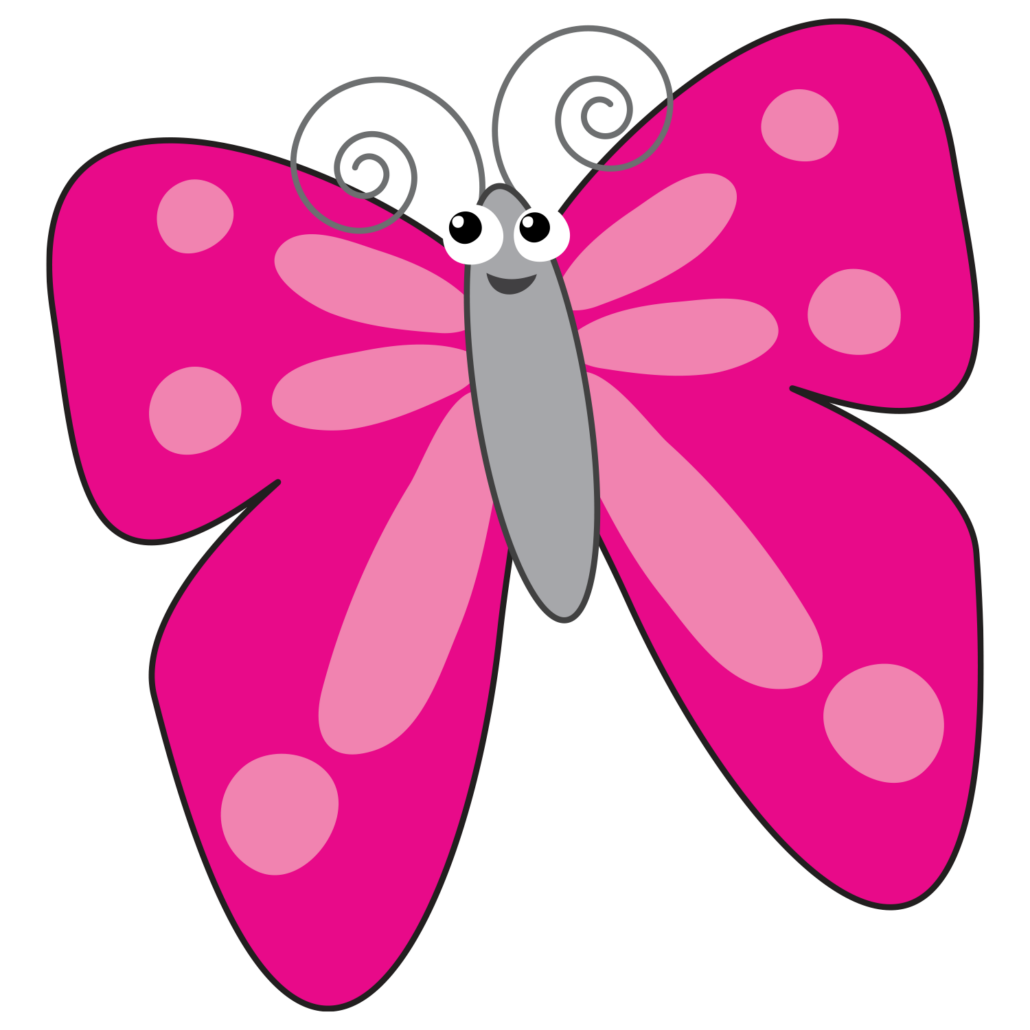 A pink butterfly with polka dots on its wings