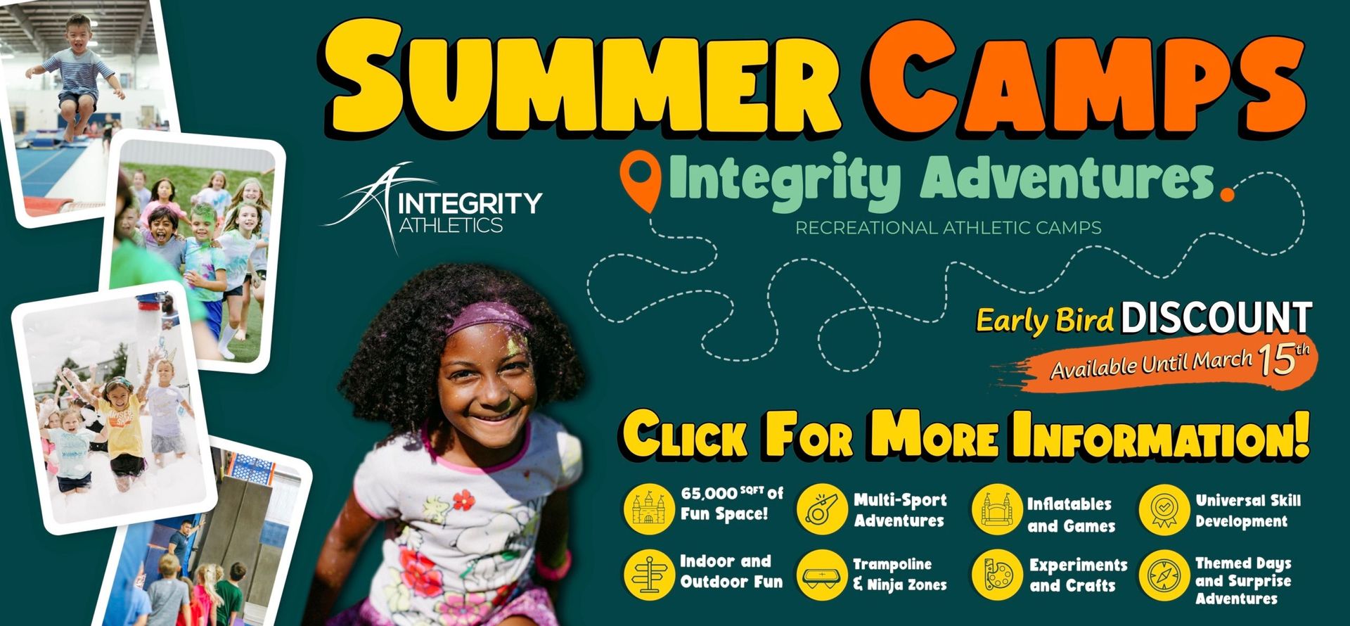 An advertisement for summer camps integrity adventures