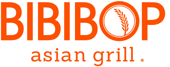 The logo for bibibop asian grill is orange and white