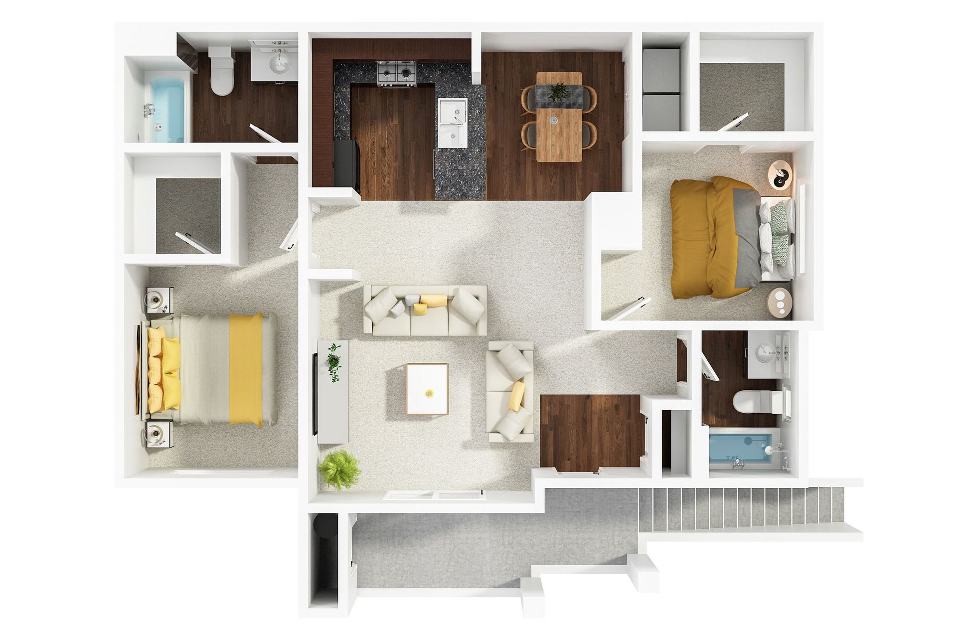 A floor plan of a house with a living room , bedroom , and kitchen.