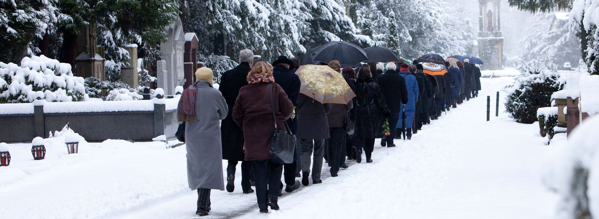 funeral procession in the snow