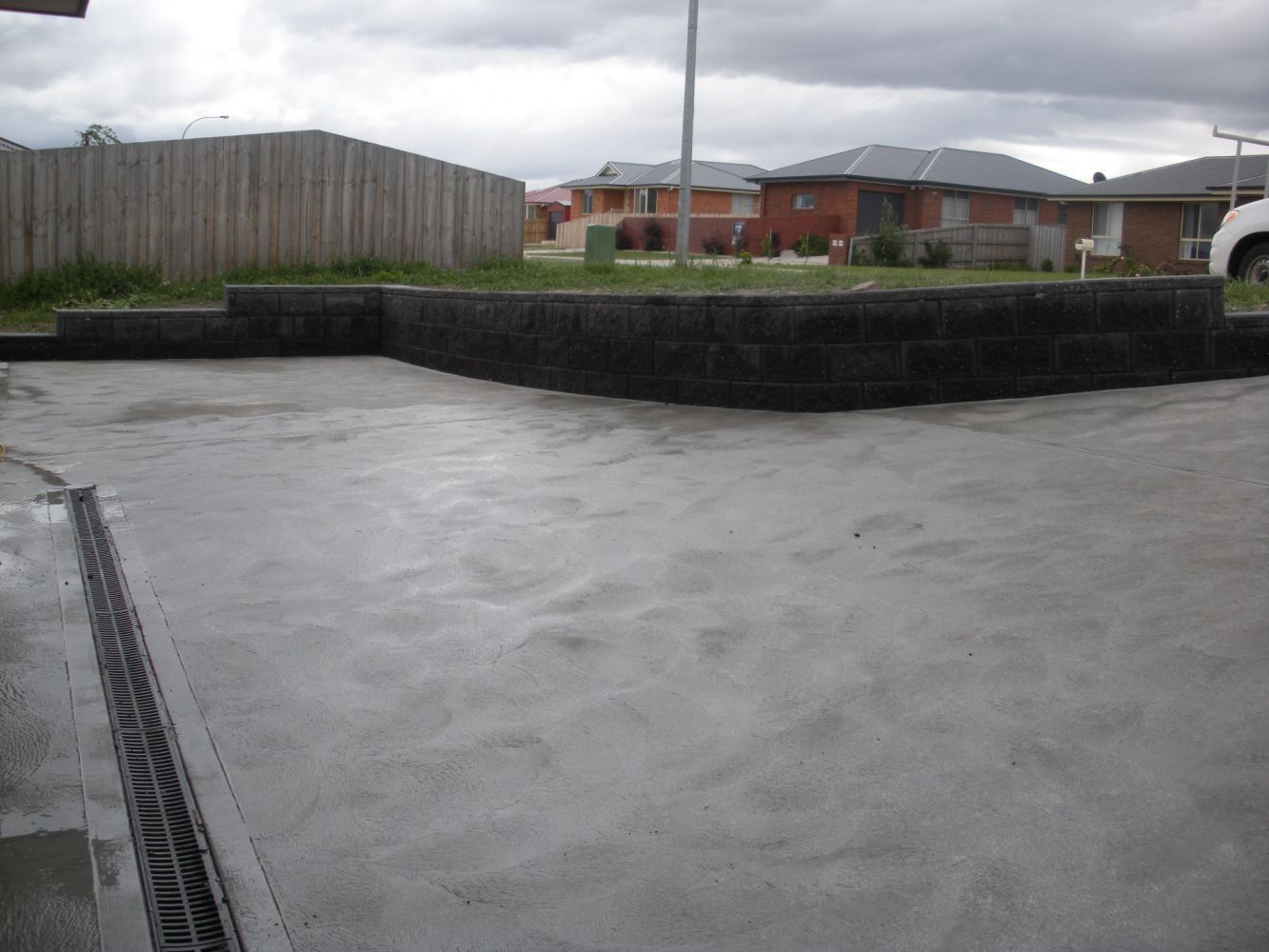Retaining Wall on Parking Area — Tasmania — Concrete Concepts Tasmania Pty Ltd