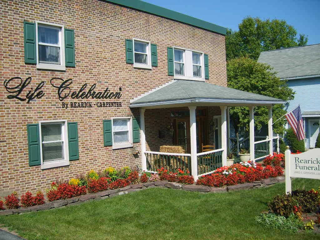 Brick building with a porch entrance, 