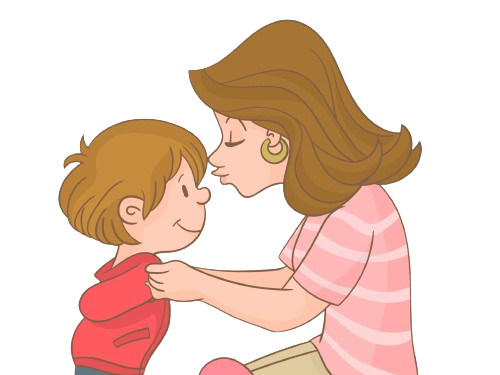 Mom kissing her child on the forehead