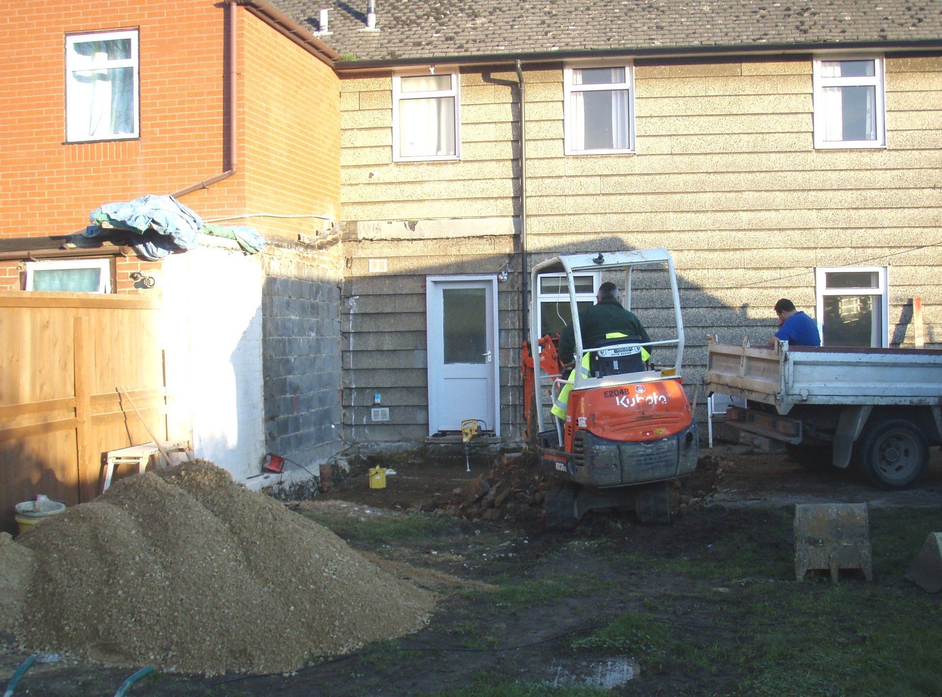 Existing extension demolished and start of footings