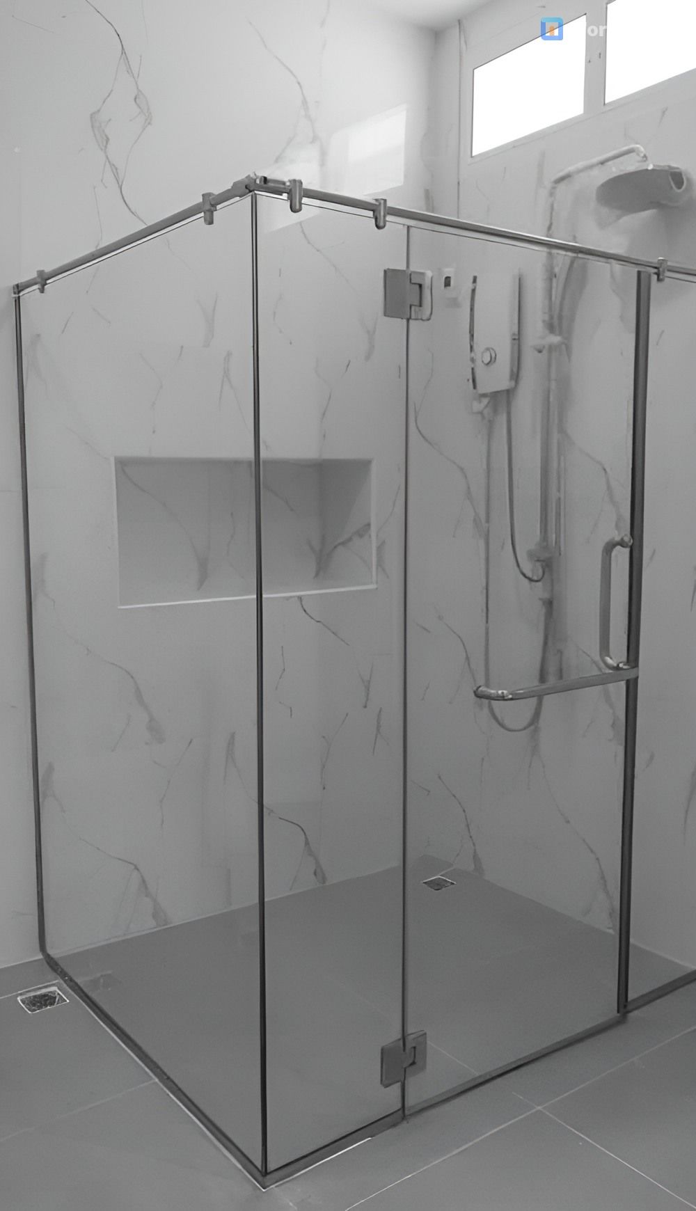 A Shower Stall With Sliding Glass Doors — InStyle Shower Screens & Wardrobes in Charmhaven, NSW