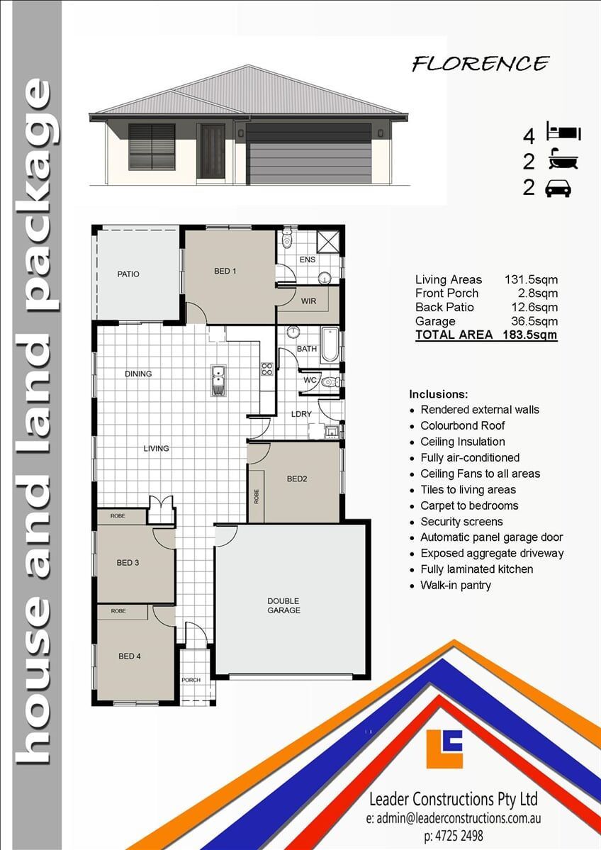Florence Floor Plan House and Land Package — Leader Constructions in Cranbrook, QLD